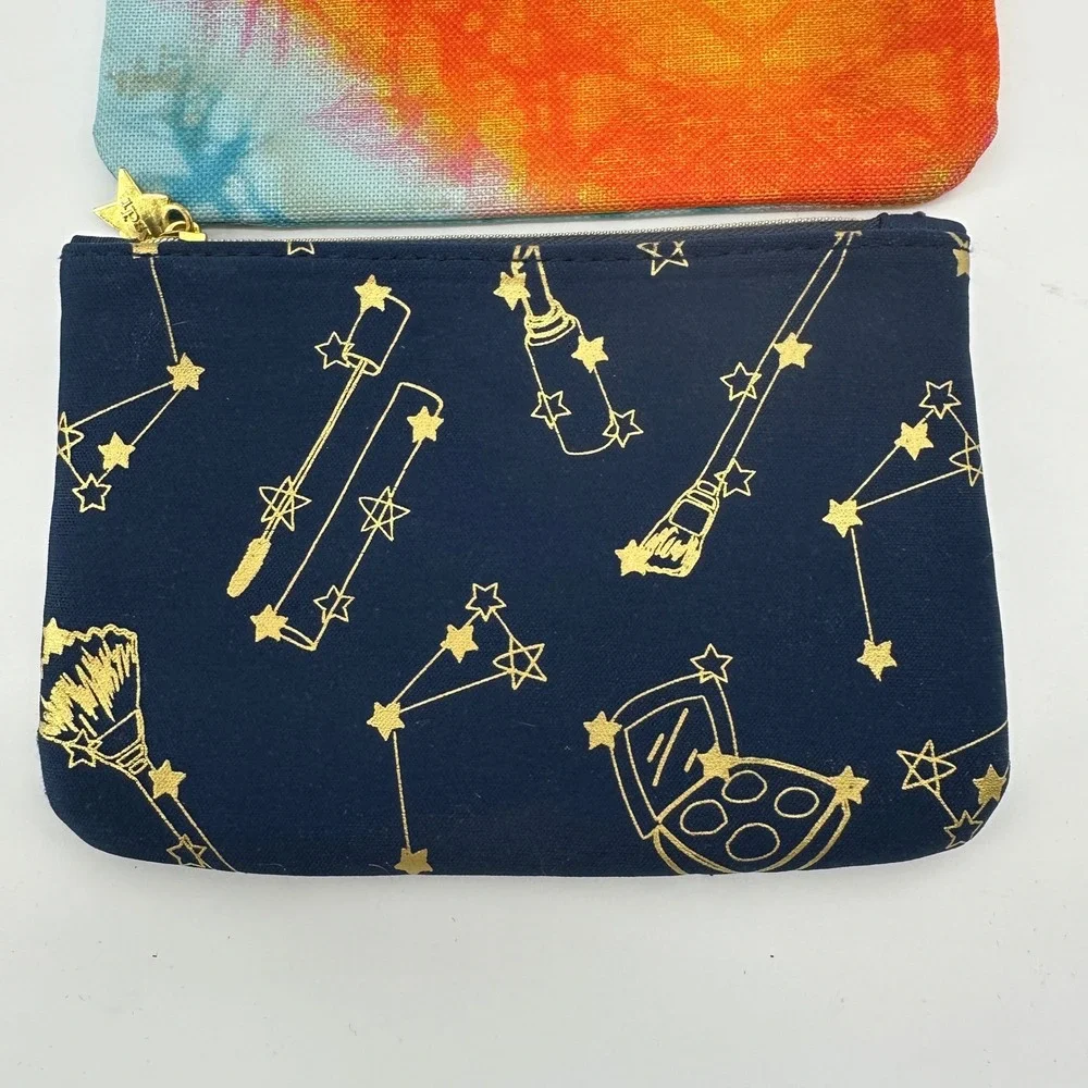 Ipsy Makeup Bag Set of 3 Celestial Tie Dye Global Landmarks Travel Pouches